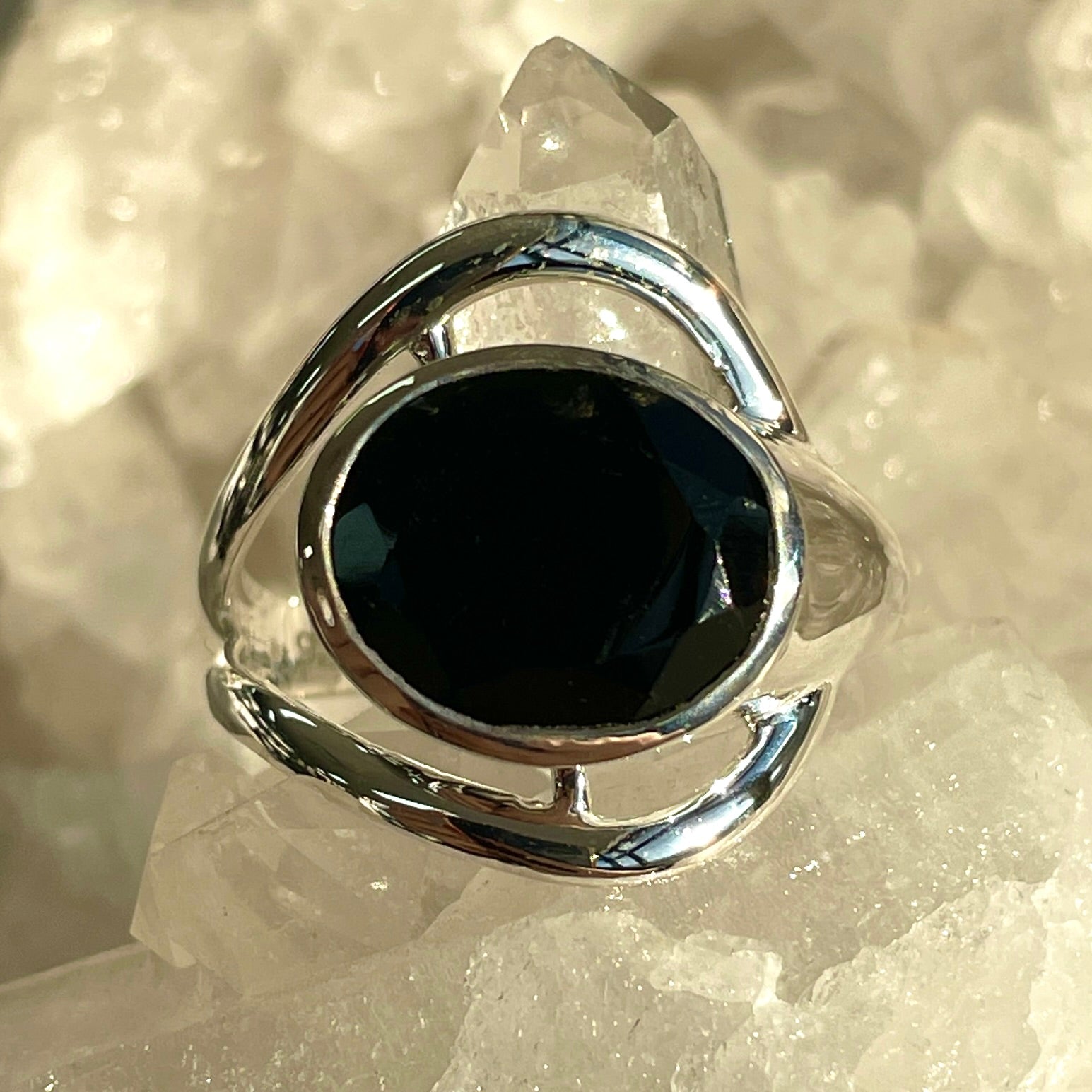 Black Obsidian Sterling Silver Ring - SR1 Black Obsidian Sterling Silver Ring - SR1